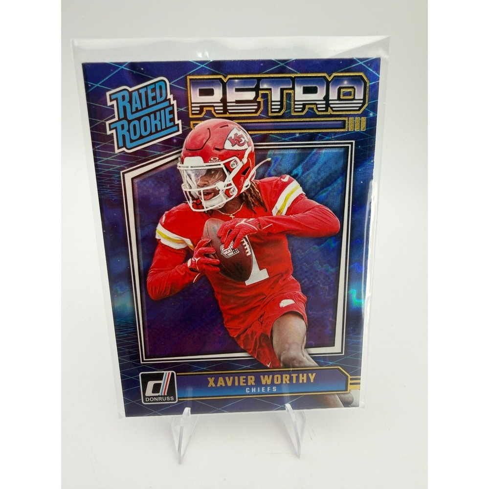 2024 Panini Donruss Xavier Worthy Rated Rookie Retro No 14 Kansas City Chiefs